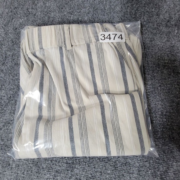 Zac & Rachel Pants Womens 12 Beige Gray Striped Wide Leg Pull On Casual Trousers - Picture 8 of 8